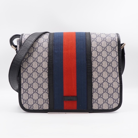 Gucci Web Flap Messenger GG Coated  Canvas Medium - Picture 1 of 12